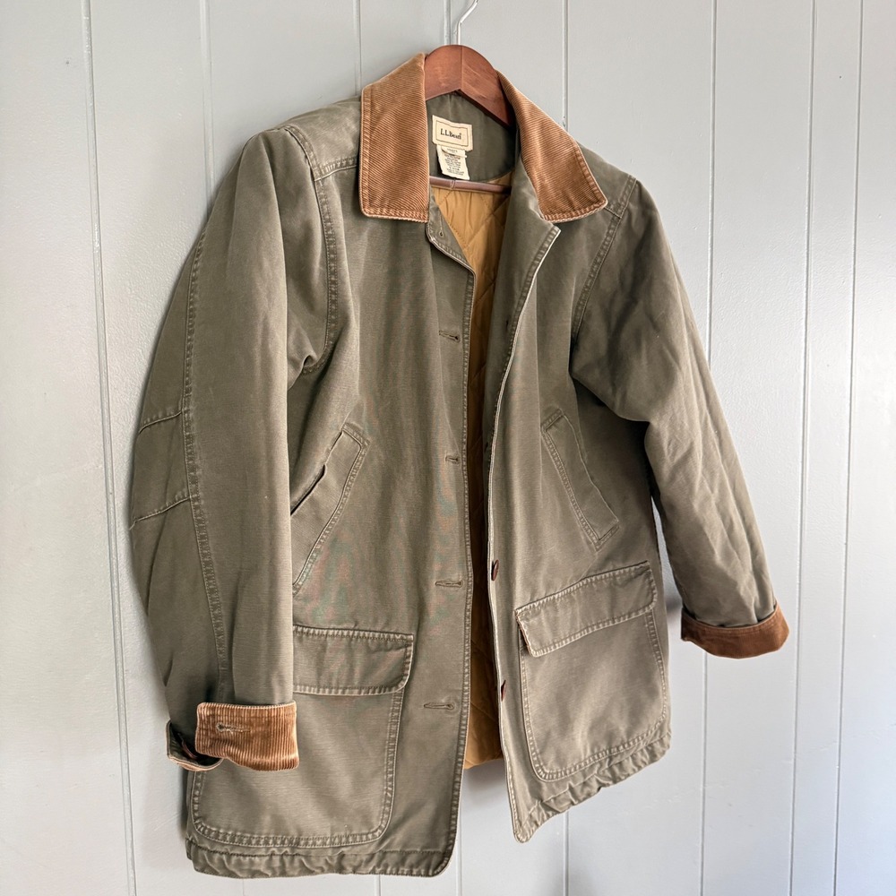Vtg LL Bean Field Coat Barn Jacket Corduroy Collar M Fisherman Chore Coat OWY28 - Picture 13 of 13